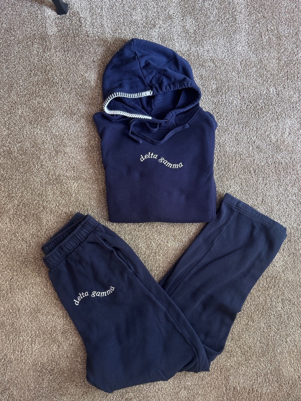 Gildan Navy Blue Hoodie with Delta Gamma Embroidered Logo
